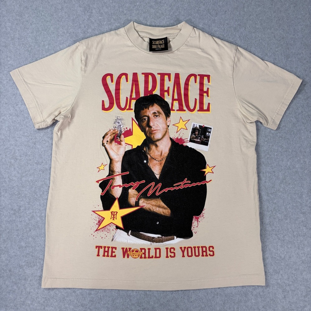 Scarface x Shoe Palace Tony Montana Graphic T-Shirt Tan Mens Small JM012382